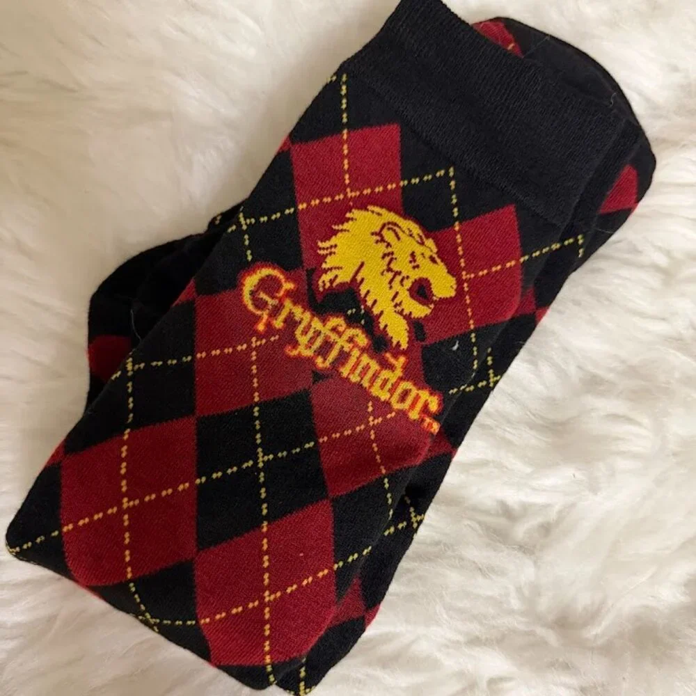 Harry Potter Gryffindor Argyle Socks Bold Red Black Wizard Style
